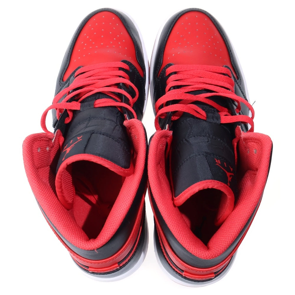 NIKE(ナイキ) AIR JORDAN 1 MID BRED TOE DQ8426-060 エアジョーダン 1 ブレッド トゥ レザーミッドカットスニーカー シューズ ブラック/レッド US10/28.0cm