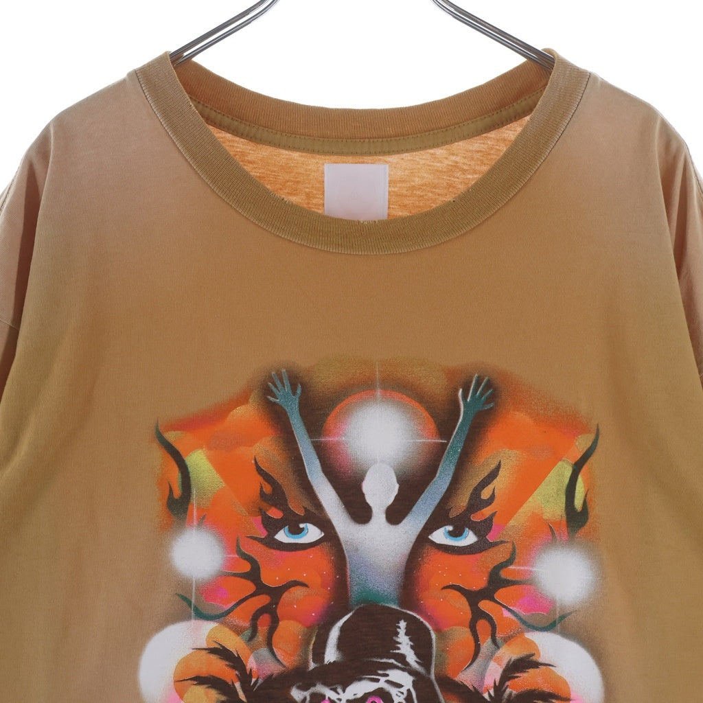 ALCHEMIST(アルケミスト) フロントプリント ヴィンテージ加工 半袖クルーネックTシャツ オレンジ
