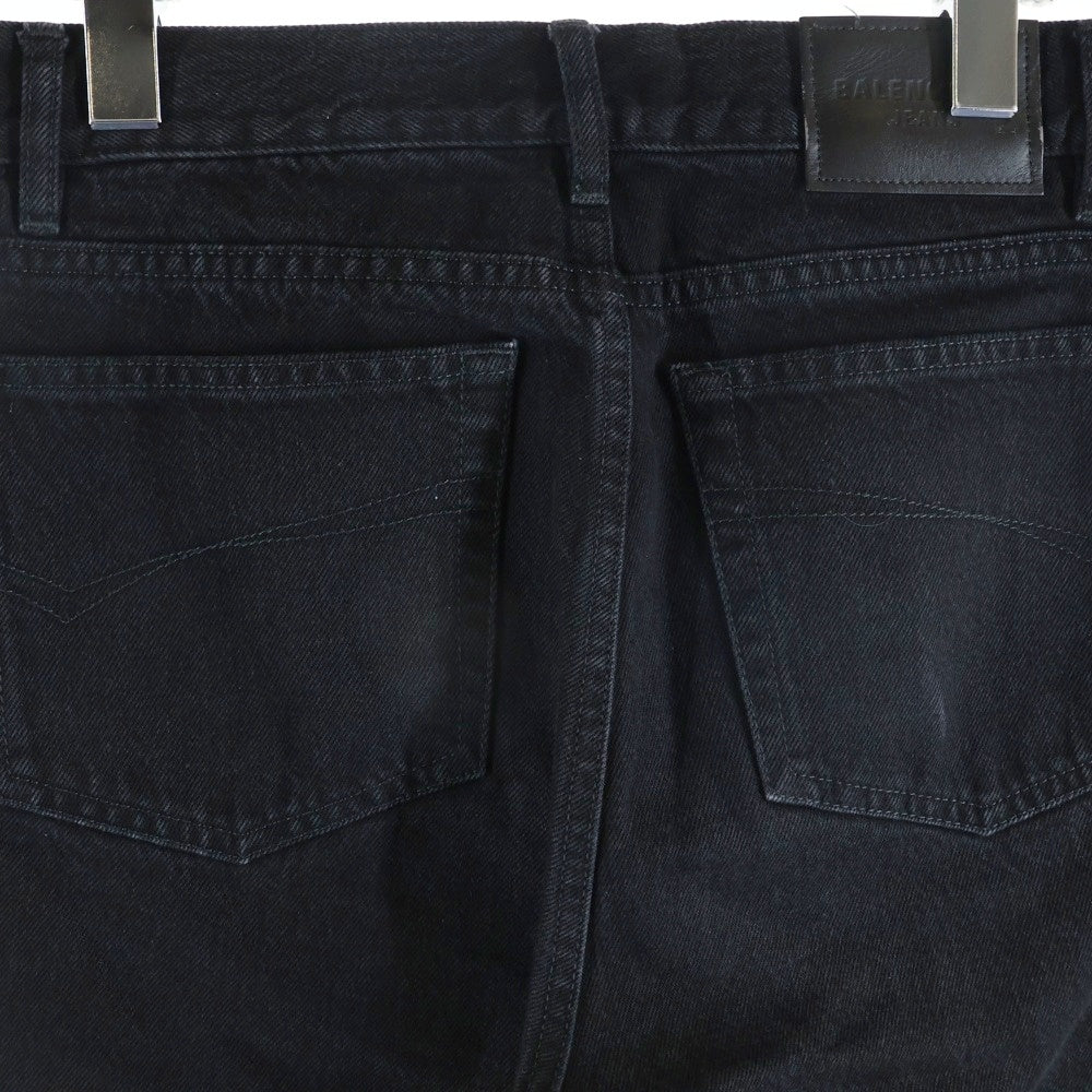 BALENCIAGA(バレンシアガ) 22AW DAMEGED STRAIGHT JEANS ダメージ加工 ワイドストレート デニムパンツ ブラック 659999 TBP47