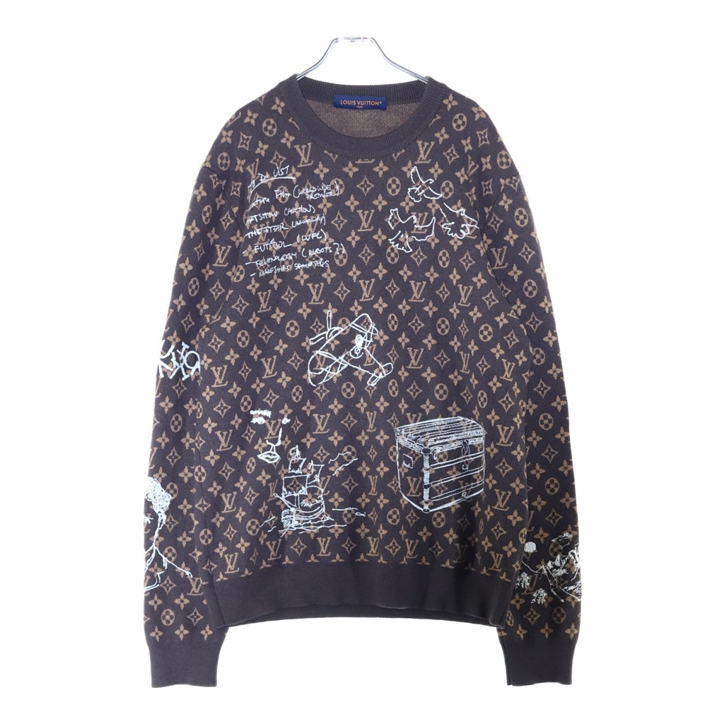 LOUIS VUITTON(ルイヴィトン) 23AW MONOGRAM KNIT RM232 ZLL HPN95W モノグラム総柄 クルーネックニットセーター ブラウン