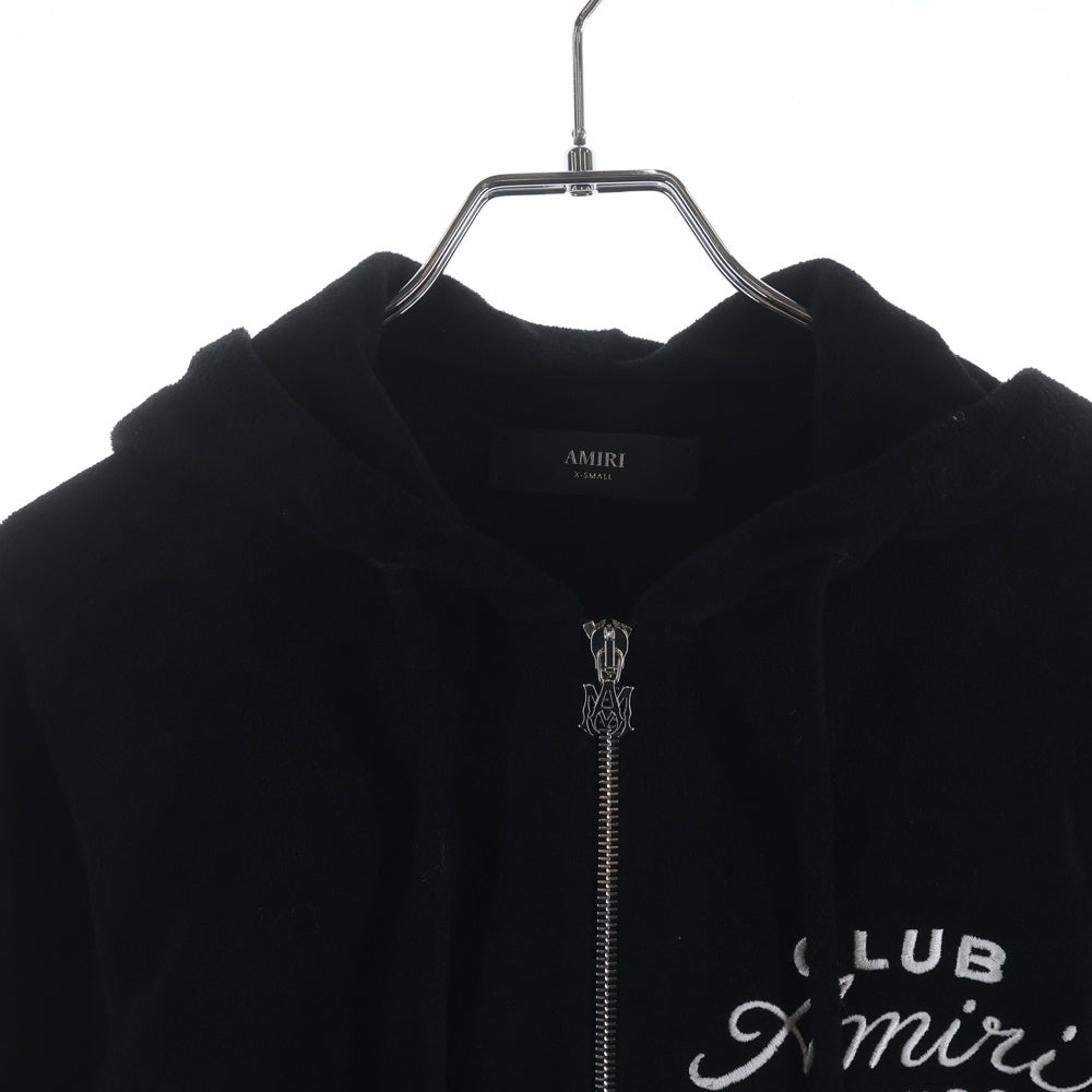 AMIRI(アミリ) CLUB AMIRI HOODIE クラブ アミリ ジップアップフーディー パーカー ブラック AWKNHD1010 レディース