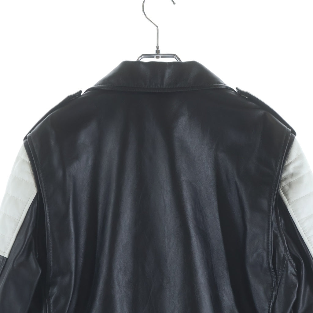 CELINE(セリーヌ) 19SS エディ期 コットンキュプラ ダブルレザージャケット ブラック/ホワイト 2E118599E