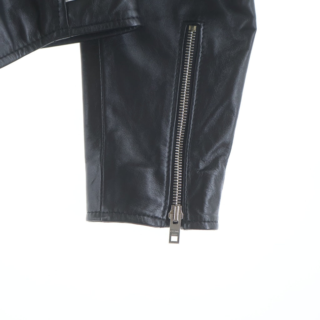 CELINE(セリーヌ) 19SS エディ期 コットンキュプラ ダブルレザージャケット ブラック/ホワイト 2E118599E