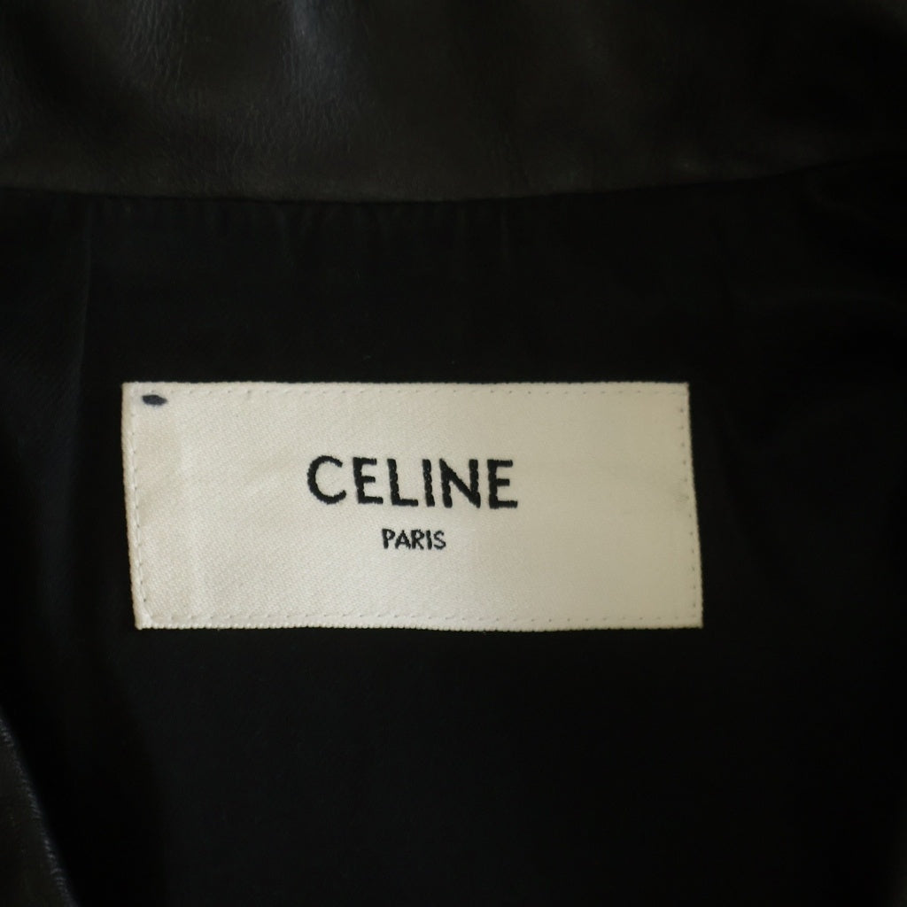 CELINE(セリーヌ) 19SS エディ期 コットンキュプラ ダブルレザージャケット ブラック/ホワイト 2E118599E