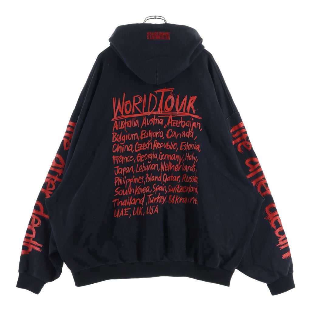 VETEMENTS(ヴェトモン) 23AW ワールドツアーロゴプリント プルオーバーフーディー パーカー UE54HD600B