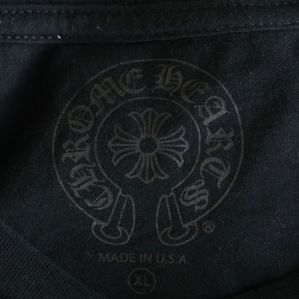 CHROME HEARTS(クロムハーツ) グラデーションロゴプリント ハリウッド限定 袖フローラル ホースシュー 長袖Tシャツカットソー ブラック