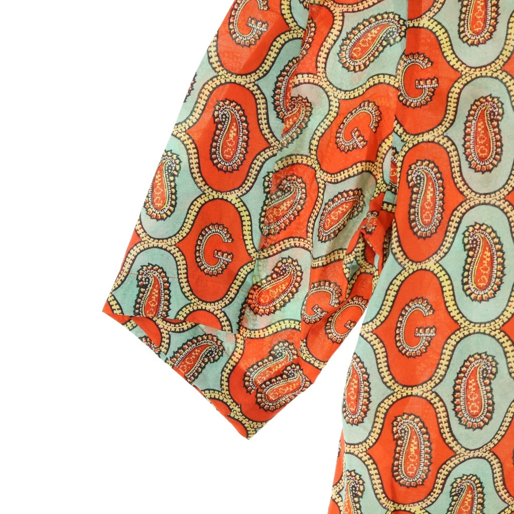GUCCI(グッチ) 21AW ペイズリーリネン総柄シャツ 半袖シャツ オレンジ 653979 ZAGQ1