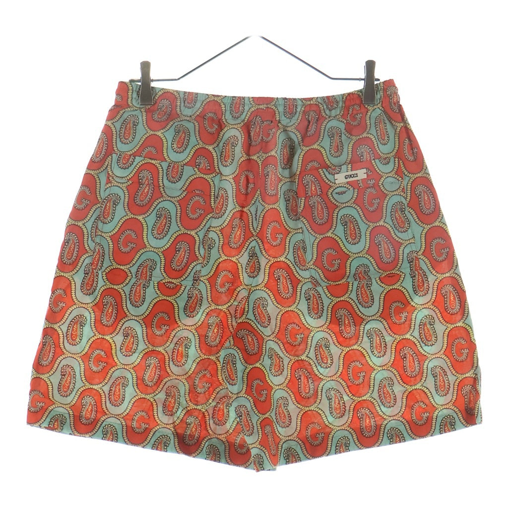 GUCCI(グッチ) 21AW ペイズリーリネン総柄ショートパンツ オレンジ 654233 ZAGUV