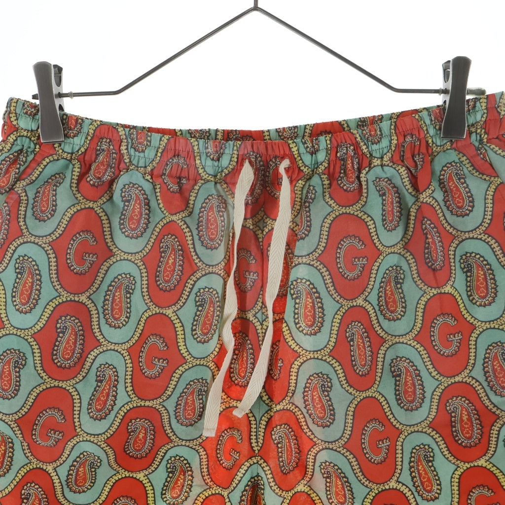 GUCCI(グッチ) 21AW ペイズリーリネン総柄ショートパンツ オレンジ 654233 ZAGUV