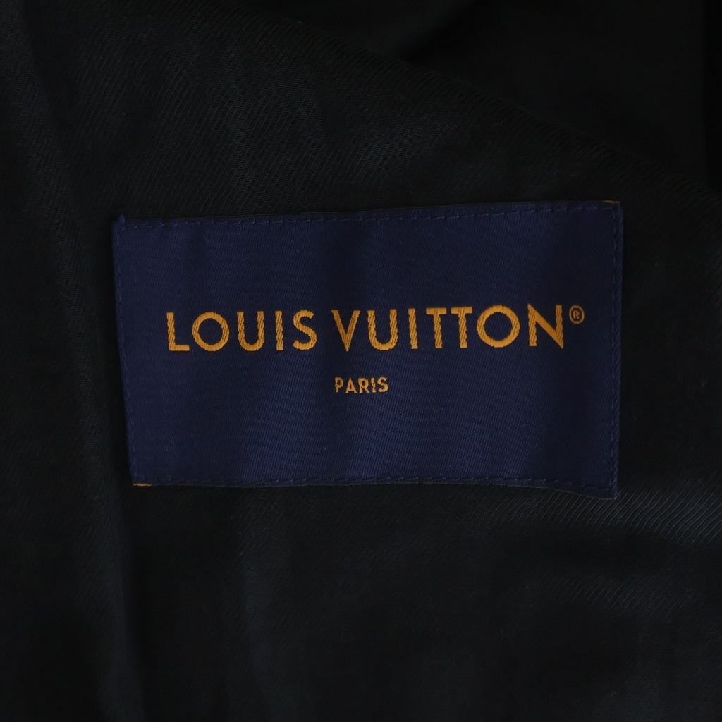 LOUIS VUITTON(ルイヴィトン) 25SS ロゴ刺繍 ダミエ ノーカラーコットンジャケット ブルー/ブラウン RM251M SCR HSA64E
