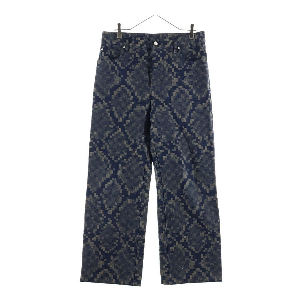 LOUIS VUITTON ルイヴィトン 25SS ダミエ コットンストレートパンツ ブルー/ブラウン RM251M SCR HSD66W LOUIS VUITTON(ルイヴィトン) 25SS ダミエ コットンストレートパンツ