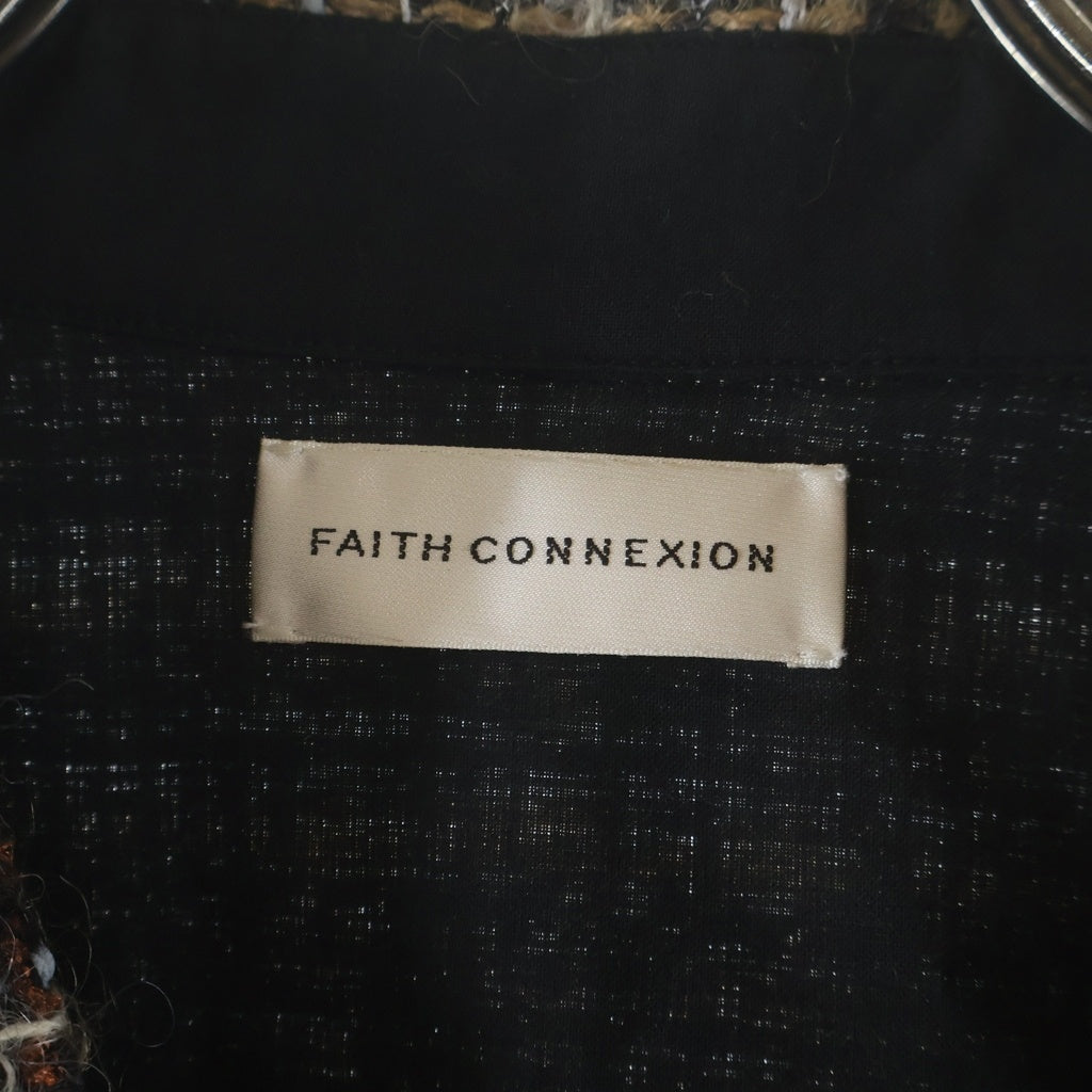 FAITH CONNEXION(フェイスコネクション) オーバーサイズチェックツイード長袖シャツ ブラウン X1801T00036