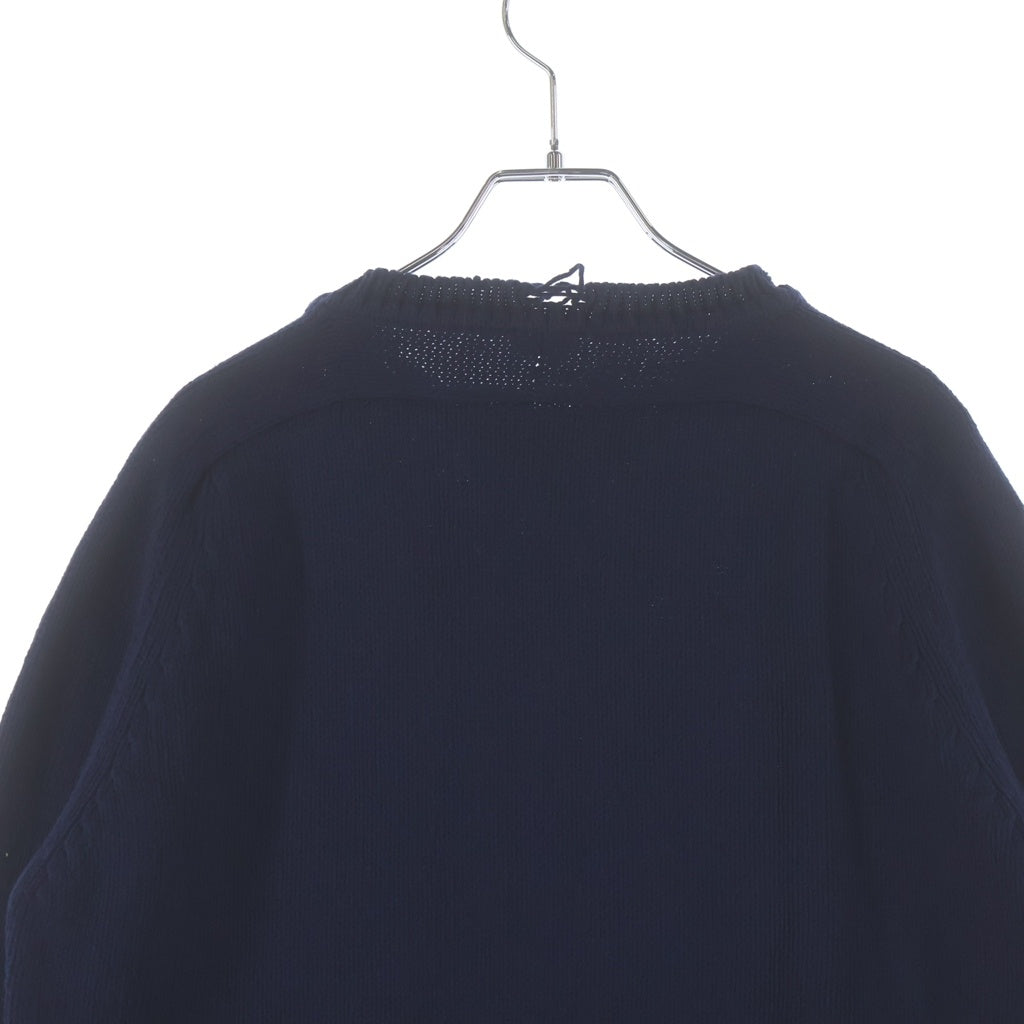 SAINT LAURENT PARIS(サンローランパリ) 19AW デストロイ加工 クラッシュニットセーター ネイビー 604798 YAL02