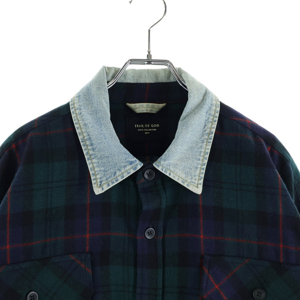FEAR OF GOD(フィアオブゴッド) FIFTH COLLECTION フィフスコレクション 襟デニム チェックシャツ グリーン