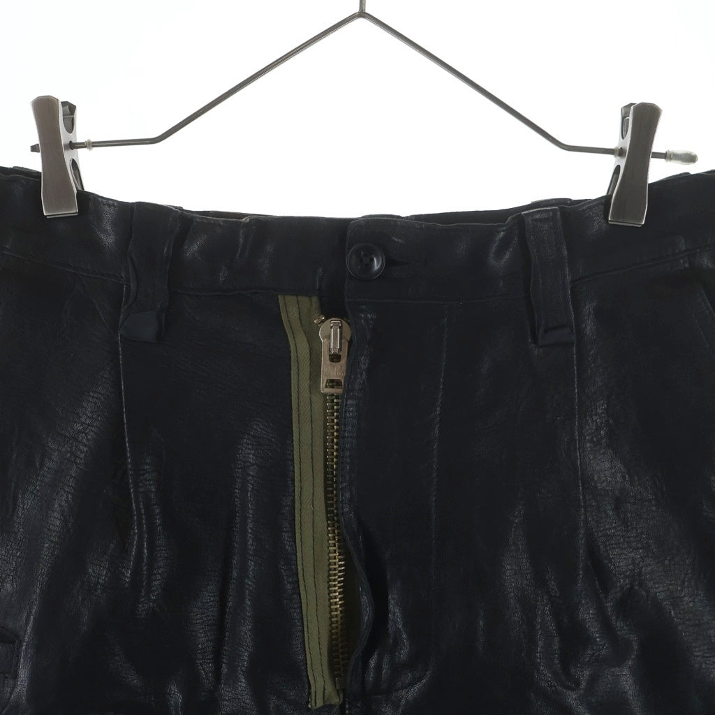 GOOD KARMA DEVELOPMENT(グッドカルマ ディベロップメント) DEER SKIN ディアースキン ジップアップレザーハーフパンツ ブラック