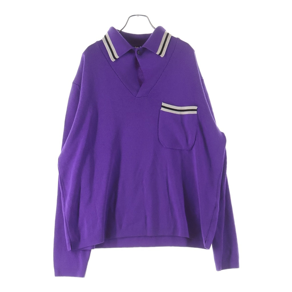 Palm Angels(パームエンジェルス) 22FW ロングスリーブトラックニットポロシャツ パープル PHHA051F22KIN001