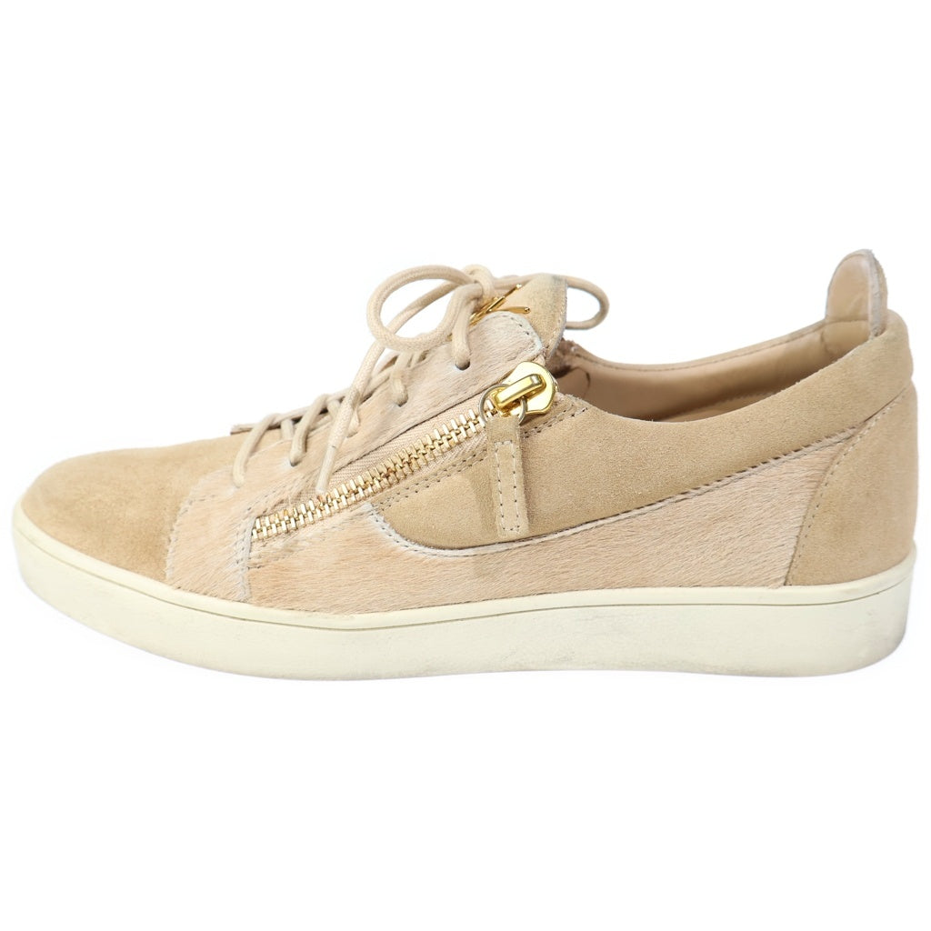 GIUSEPPE ZANOTTI(ジュゼッペ ザノッティ) ダブルジップ スエードローカットスニーカー ブラウン