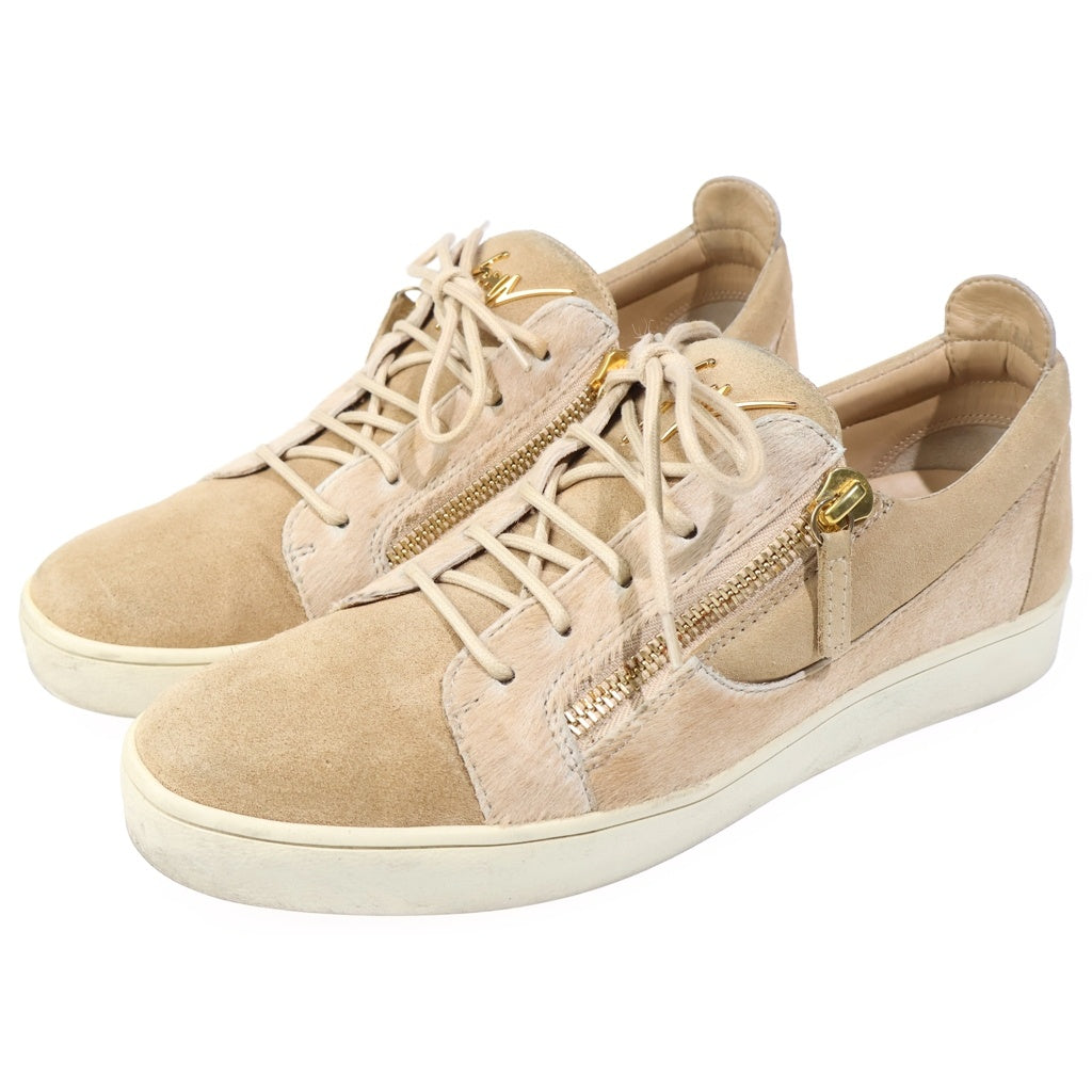 GIUSEPPE ZANOTTI(ジュゼッペ ザノッティ) ダブルジップ スエードローカットスニーカー ブラウン