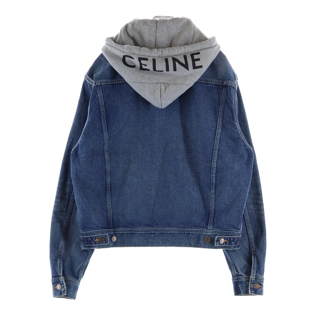 CELINE(セリーヌ) ロゴプリントフード付き デニムトラッカージャケット インディゴ