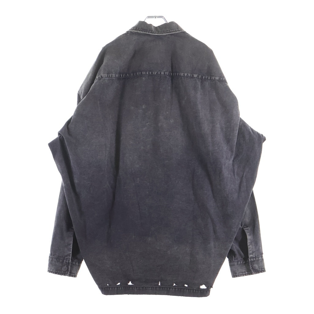 MAISON MIHARAYASUHIRO(メゾンミハラヤスヒロ) 25AW EMBELLISHED MILITARY SHIRTS ラインストーン ミリタリーシャツ 長袖シャツ グレー A15SH087