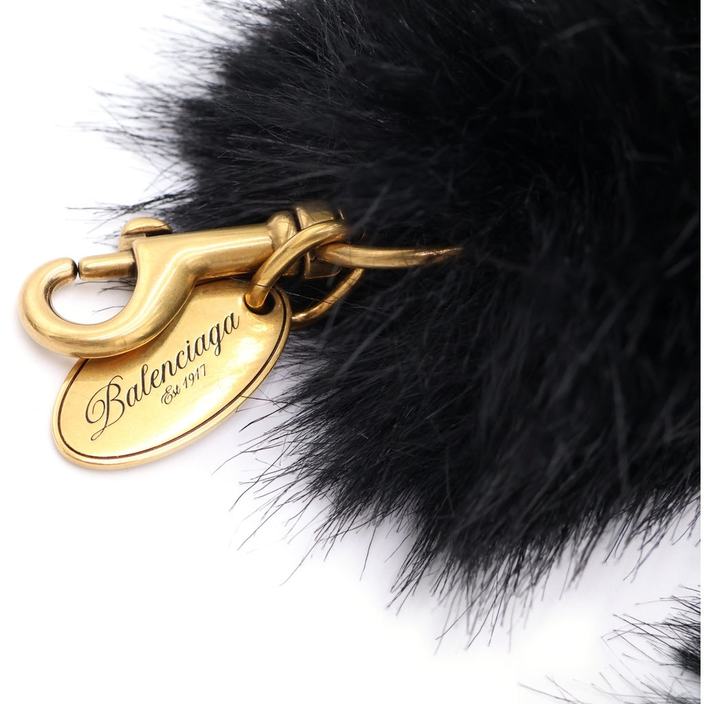 BALENCIAGA(バレンシアガ) Faux fur strap アニマルフリーファーストラップ 8473672AB6R2413 ブラック レディース