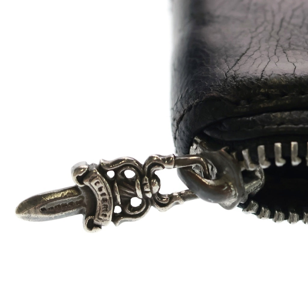 CHROME HEARTS(クロムハーツ) REC F ZIP ダブル フレアニー ラウンドジップ レザー ロングウォレット ブラック