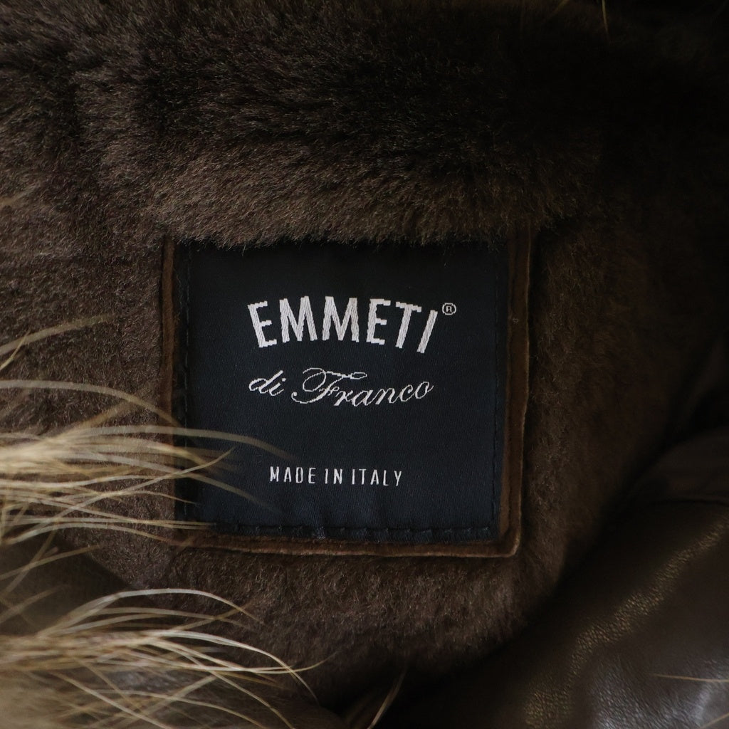 EMMETI(エンメティ) レザー切替ラクーンファーダウンコート N-3B型 ブラウン