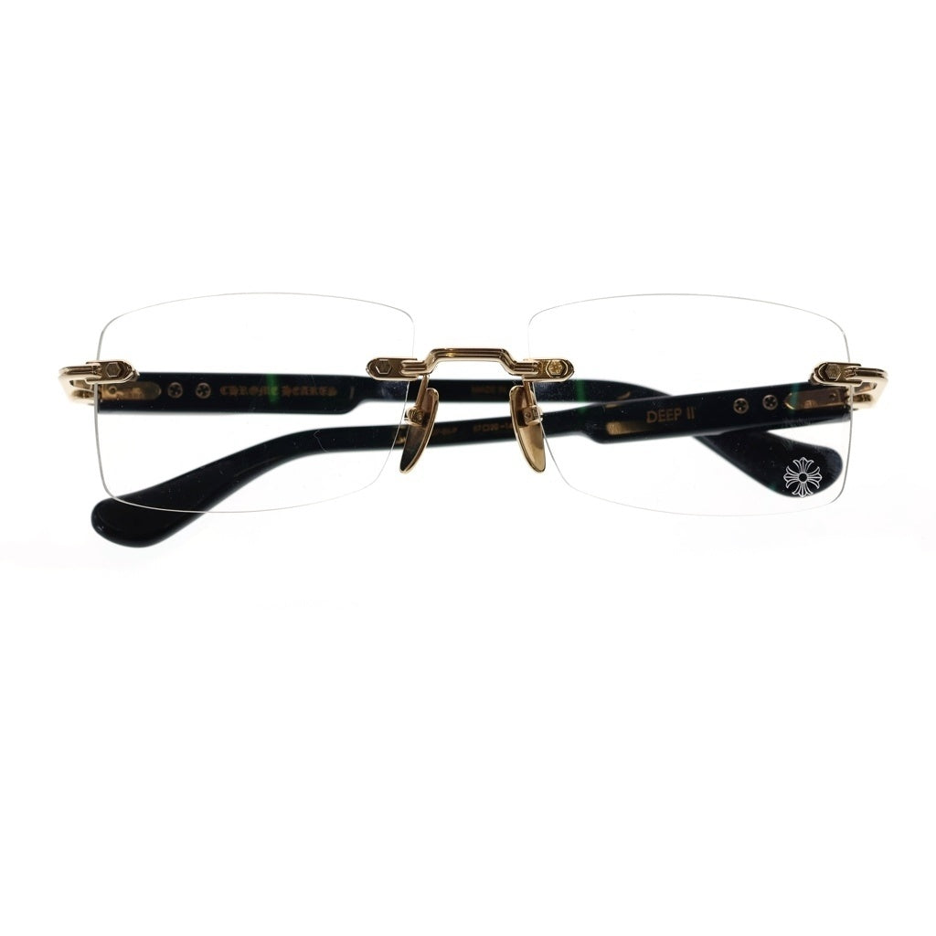 CHROME HEARTS(クロムハーツ) DEEP 2 ディープ サイドフローラル リムレス クリアレンズ サングラス アイウェア 眼鏡 ブラック