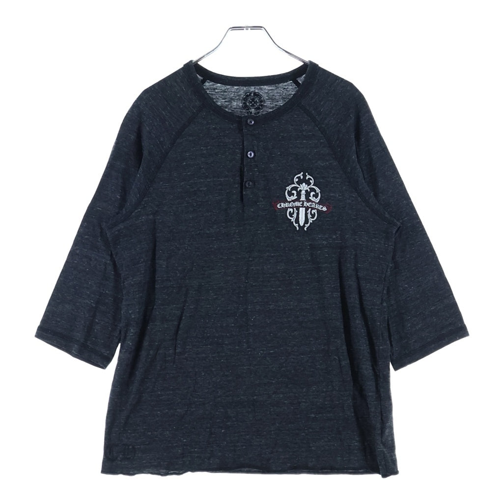 CHROME HEARTS(クロムハーツ) OLD オールドヴァインダガープリントヘンリーネックカットソー 長袖Tシャツ グレー