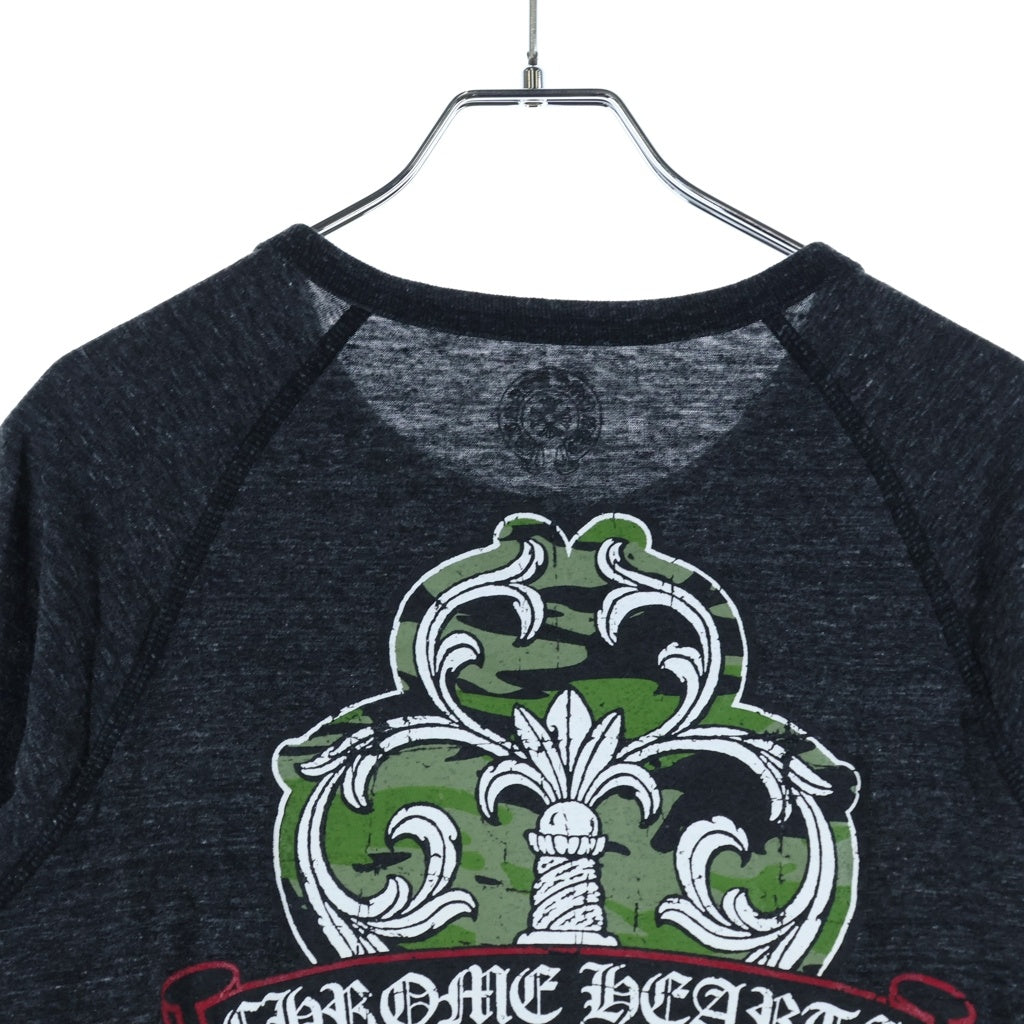 CHROME HEARTS(クロムハーツ) OLD オールドヴァインダガープリントヘンリーネックカットソー 長袖Tシャツ グレー
