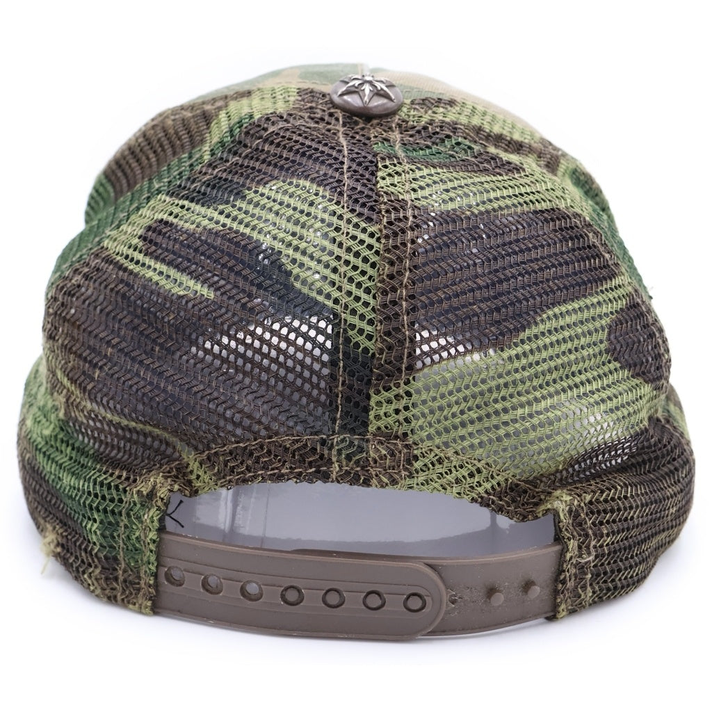 CHROME HEARTS(クロムハーツ) 3STAR TRUCKER CAP スターレザーパッチ スターボール付 カモフラ メッシュ トラッカーキャップ ベースボールキャップ 帽子 カーキ
