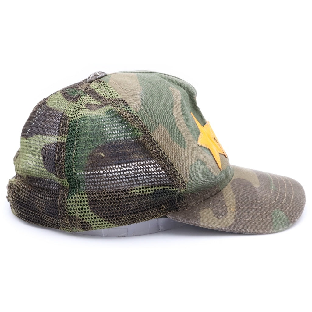 CHROME HEARTS(クロムハーツ) 3STAR TRUCKER CAP スターレザーパッチ スターボール付 カモフラ メッシュ トラッカーキャップ ベースボールキャップ 帽子 カーキ