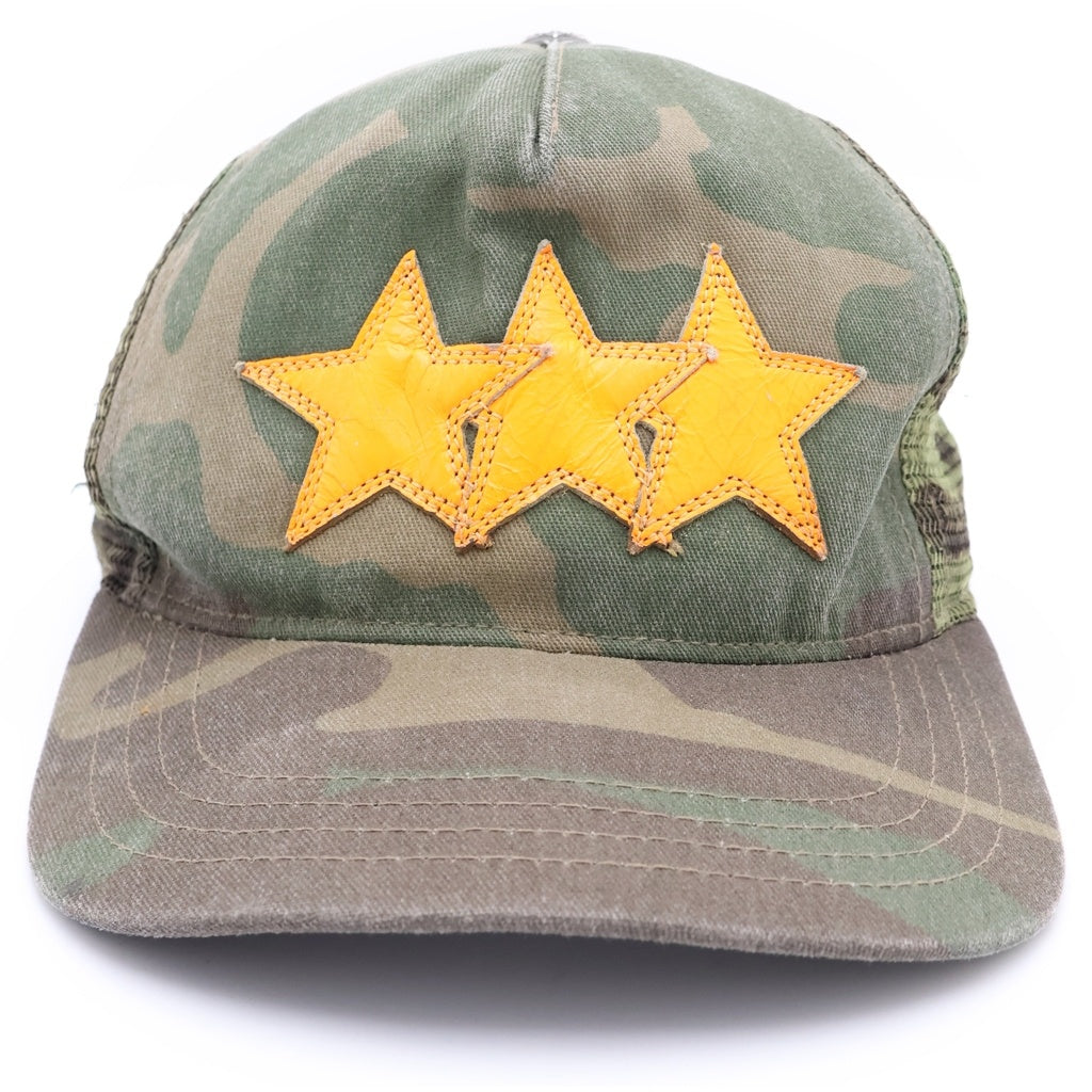 CHROME HEARTS(クロムハーツ) 3STAR TRUCKER CAP スターレザーパッチ スターボール付 カモフラ メッシュ トラッカーキャップ ベースボールキャップ 帽子 カーキ