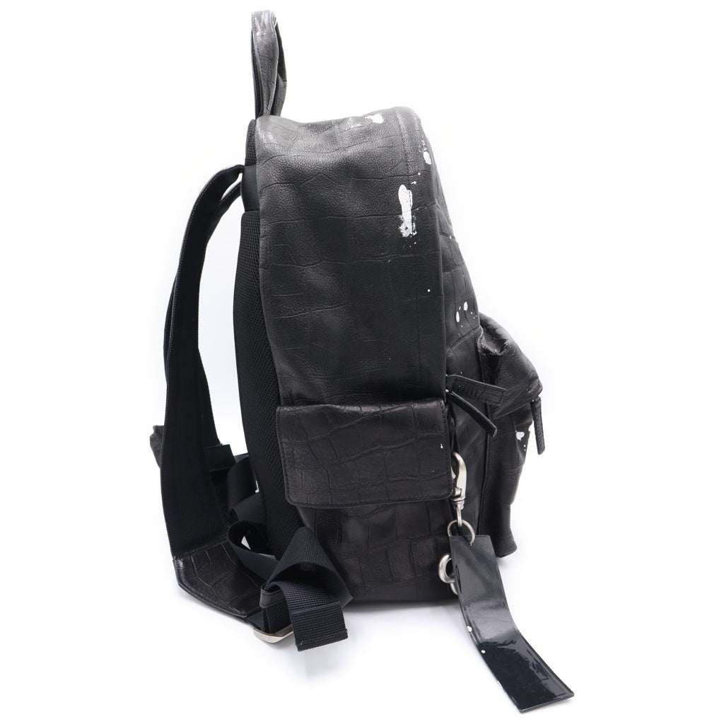 cvtvlist(カタリスト) LEATHER CROCO BACKPACK レザー クロコデザイン バックパック ロゴ刺繍リュック ブラック