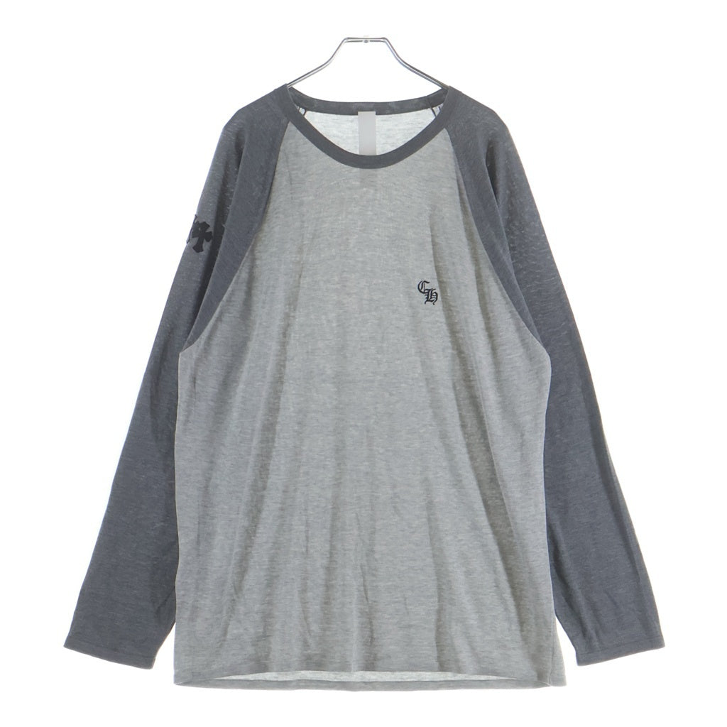 CHROME HEARTS(クロムハーツ) 26SS 3CROSS PATCH CH刺繍 ラグランロングスリーブ Tシャツ グレー