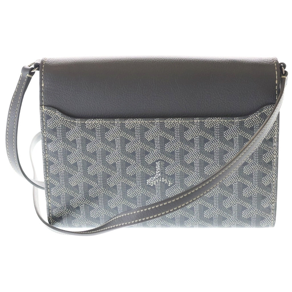 GOYARD(ゴヤール) シープル ポーチPM ショルダーバッグ レザー×PVC シルバー金具 グレー レディース