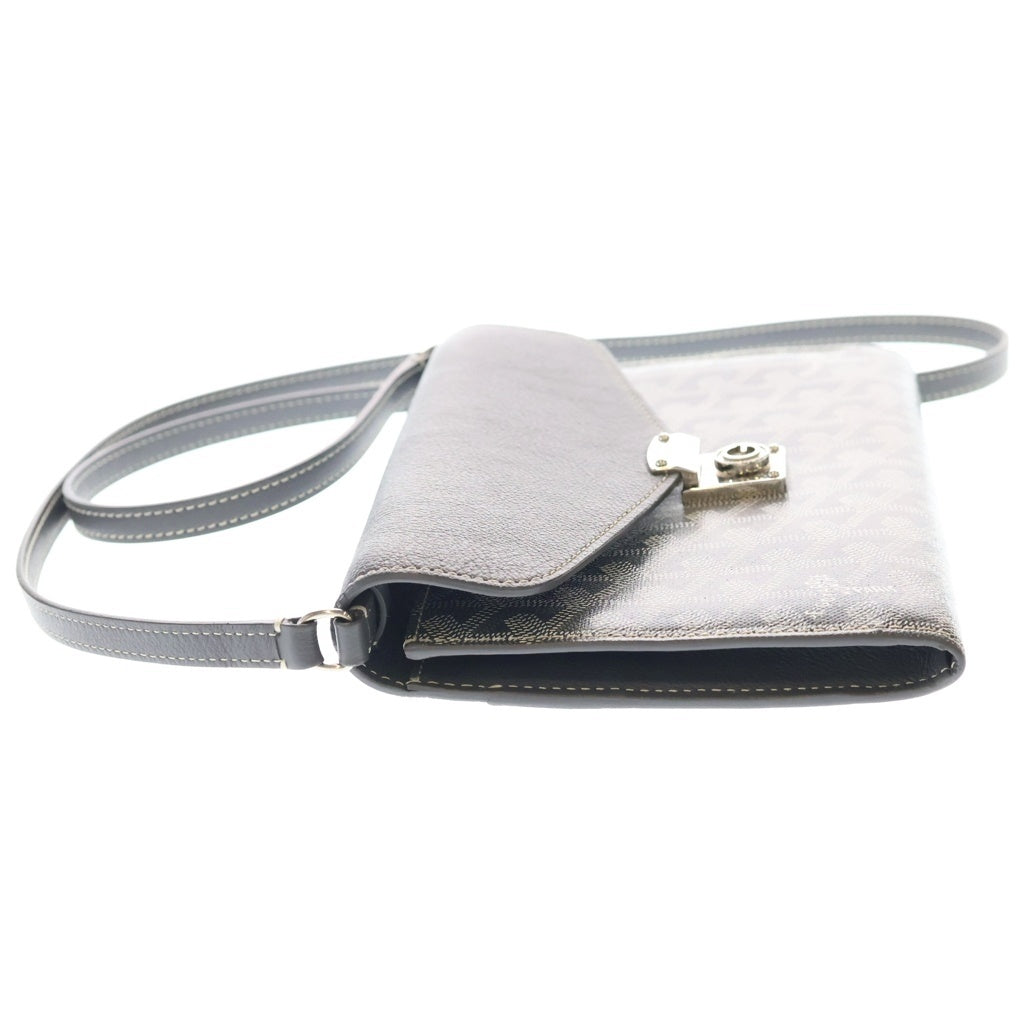 GOYARD(ゴヤール) シープル ポーチPM ショルダーバッグ レザー×PVC シルバー金具 グレー レディース