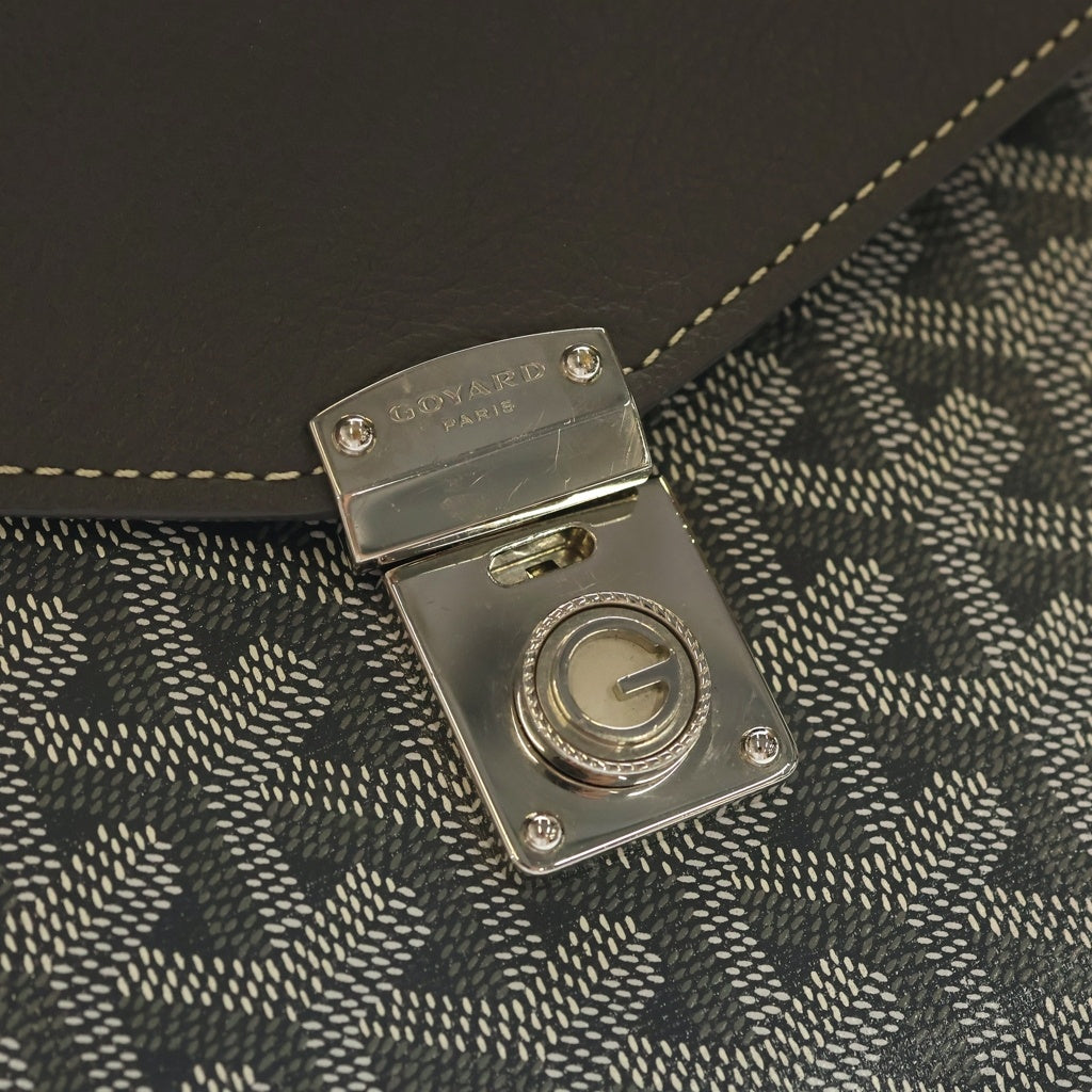 GOYARD(ゴヤール) シープル ポーチPM ショルダーバッグ レザー×PVC シルバー金具 グレー レディース