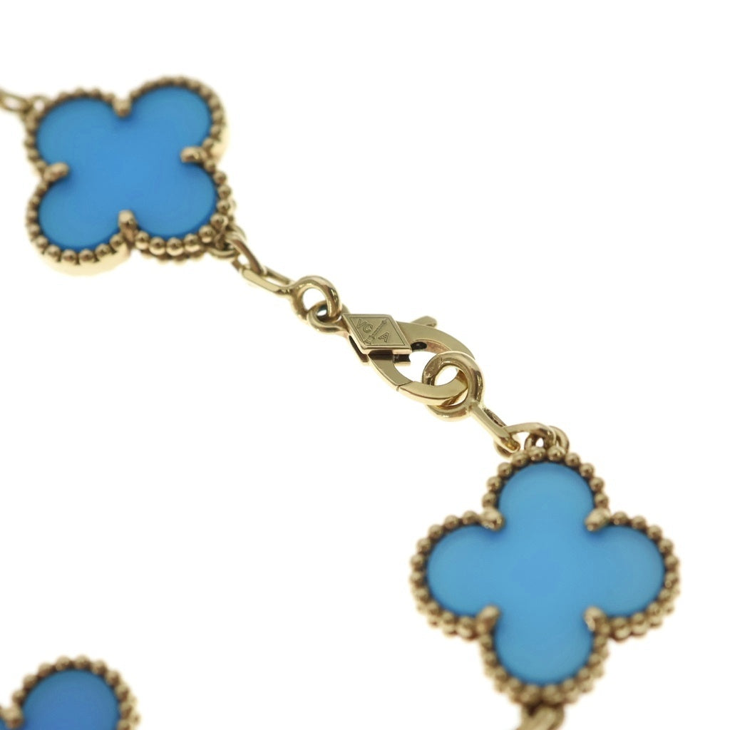 Van Cleef & Arpels(ヴァンクリーフアンドアーペル) K18YG Vintage Alhambra Bracelet Agate ヴィンテージアルハンブラ 5モチーフ ブレスレット アゲート VCARP34900 ゴールド/ブルー レディース