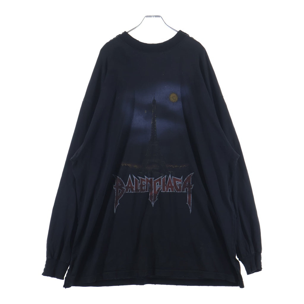 BALENCIAGA(バレンシアガ) 24AW ZL/S Double Front T-Shirts パリムーンプリント ロングスリーブ 長袖Tシャツカットソー 791613 ブラック