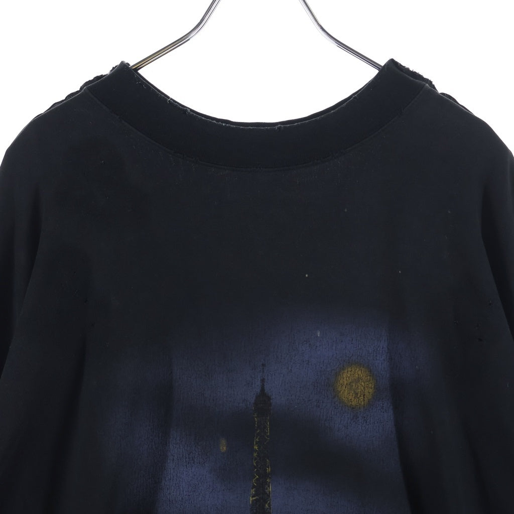 BALENCIAGA(バレンシアガ) 24AW ZL/S Double Front T-Shirts パリムーンプリント ロングスリーブ 長袖Tシャツカットソー 791613 ブラック