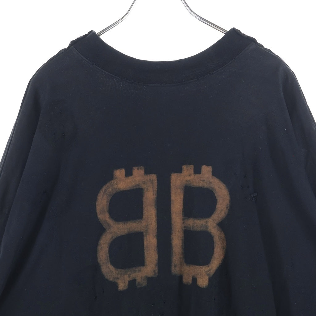 BALENCIAGA(バレンシアガ) 24AW ZL/S Double Front T-Shirts パリムーンプリント ロングスリーブ 長袖Tシャツカットソー 791613 ブラック
