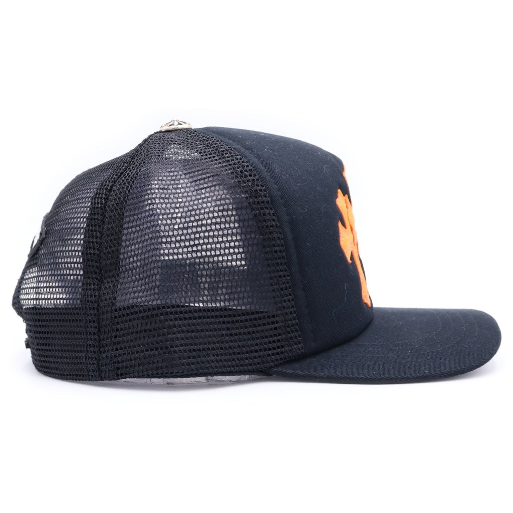 CHROME HEARTS(クロムハーツ) TRUCKER CAP トラッカーキャップ トリプルクロスレザーパッチ 帽子 ブラック/オレンジ
