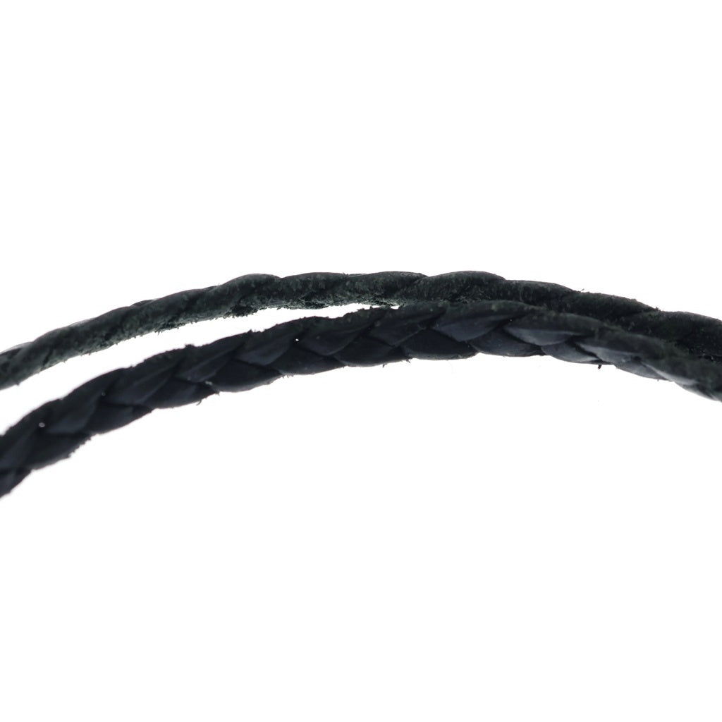 CHROME HEARTS(クロムハーツ) LEATHER BRAID スクロールレザーブレード シルバーネックレス ブラック/シルバー