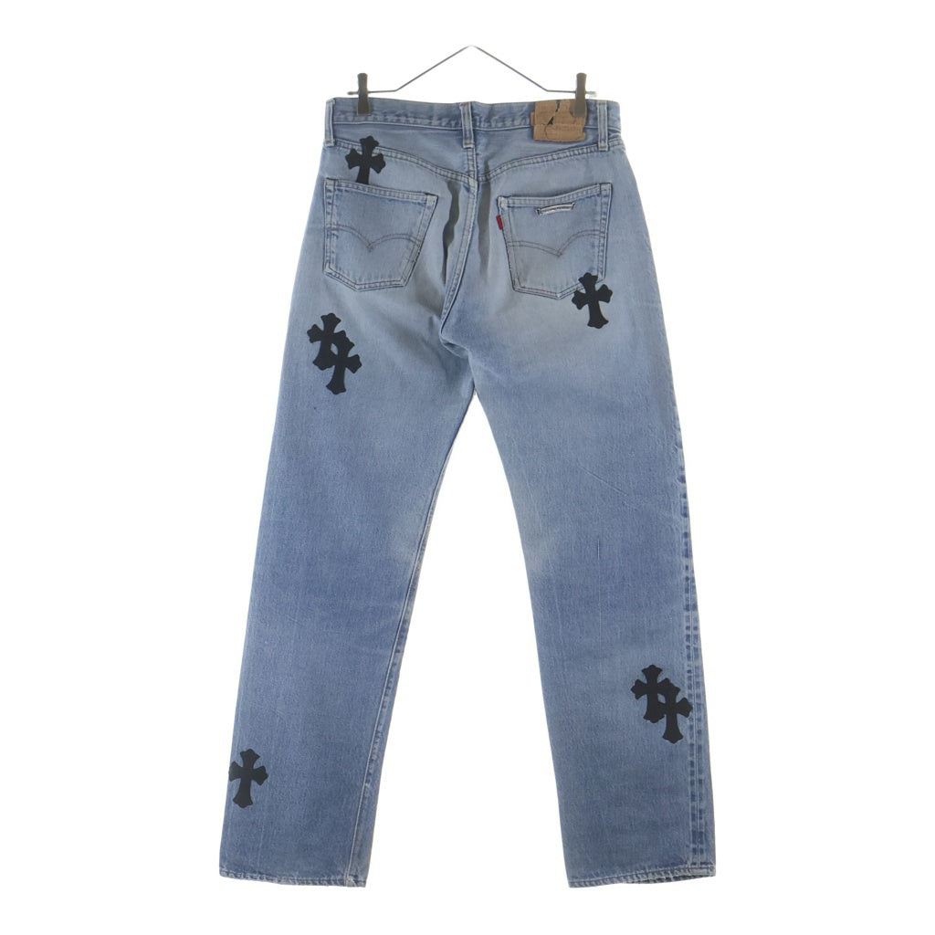 CHROME HEARTS(クロムハーツ) ×Levi's 501 VNTG LEATHER CROSS PATCH JEANS ×リーバイス 501 ヴィンテージ レザークロスパッチ ジーンズ デニムパンツ インディゴ