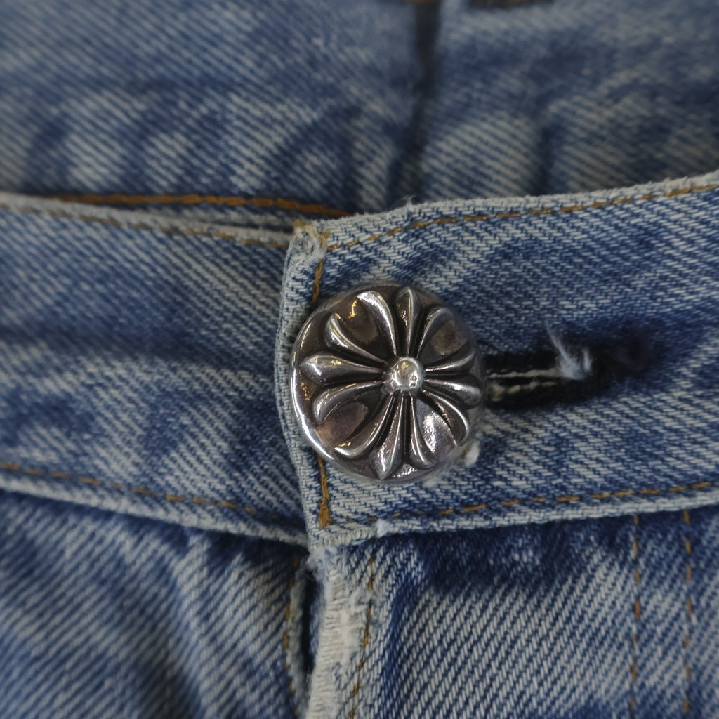CHROME HEARTS(クロムハーツ) ×Levi's 501 VNTG LEATHER CROSS PATCH JEANS ×リーバイス 501 ヴィンテージ レザークロスパッチ ジーンズ デニムパンツ インディゴ