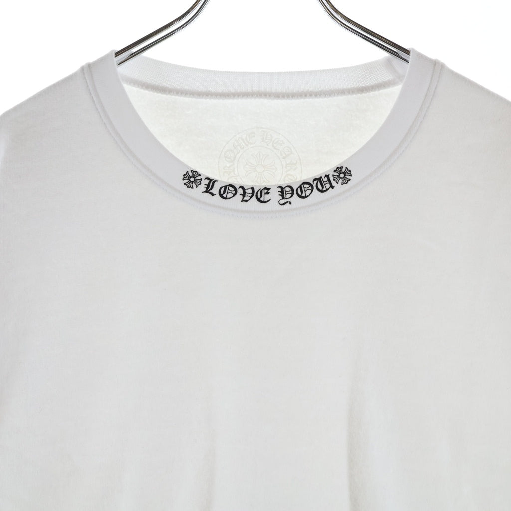 CHROME HEARTS(クロムハーツ) LOVE YOU NECK LOGO ラブユー ネックロゴ 袖フローラルプリント クルーネックスウェット ホワイト