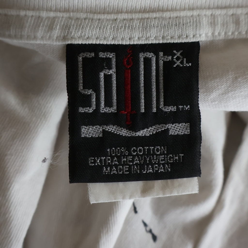 SAINT MICHAEL(セントマイケル) 22SS 両面グラフィックプリント 長袖Tシャツカットソー ホワイト/ブラック SM-S22-0000-028