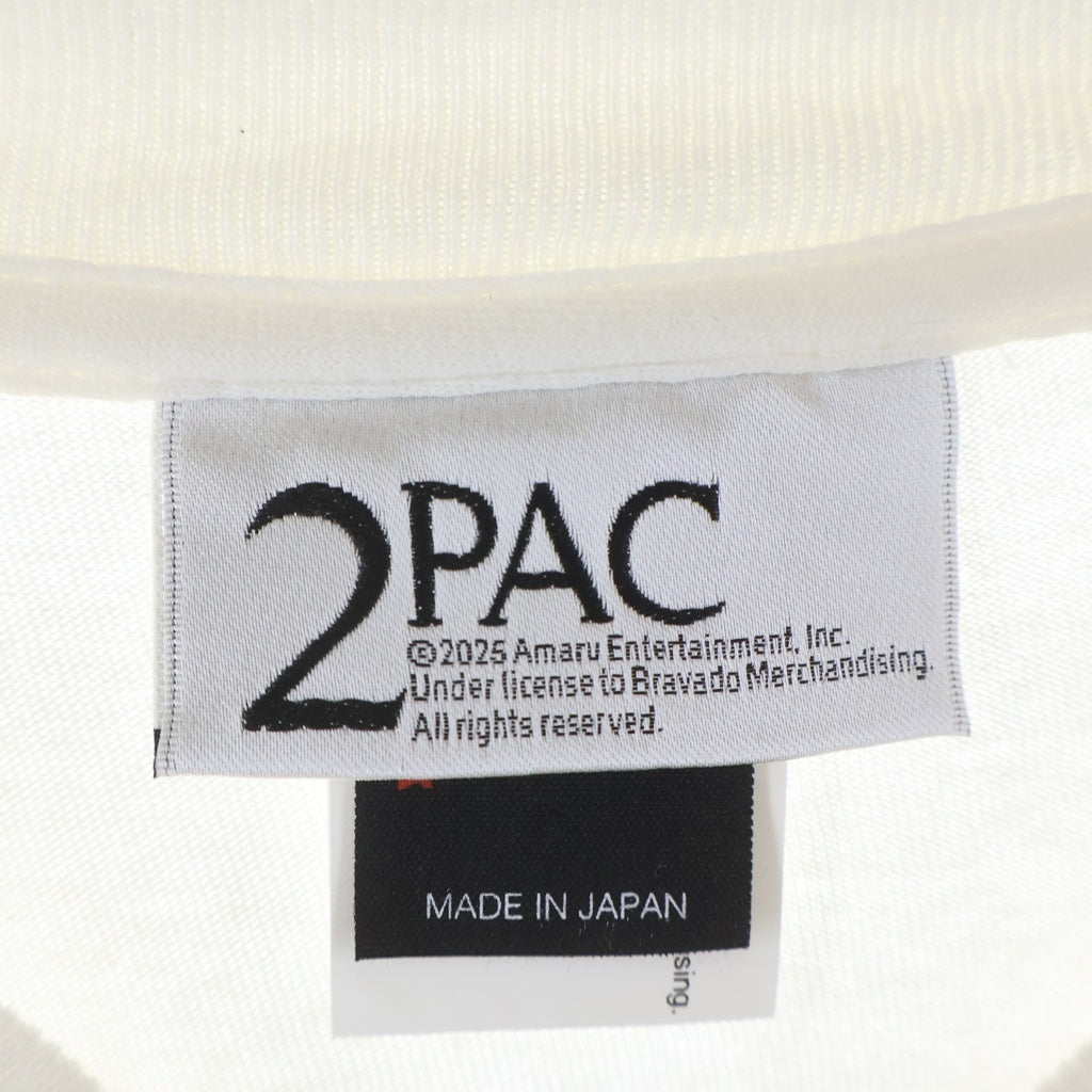 SAINT MICHAEL(セントマイケル) 25SS 2PAC TEE ツーパック フォトプリント ヴィンテージ加工 クルーネック 半袖カットソー Tシャツ ホワイト SM-HR8-0000-C15