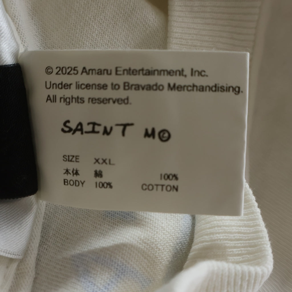 SAINT MICHAEL(セントマイケル) 25SS 2PAC TEE ツーパック フォトプリント ヴィンテージ加工 クルーネック 半袖カットソー Tシャツ ホワイト SM-HR8-0000-C15
